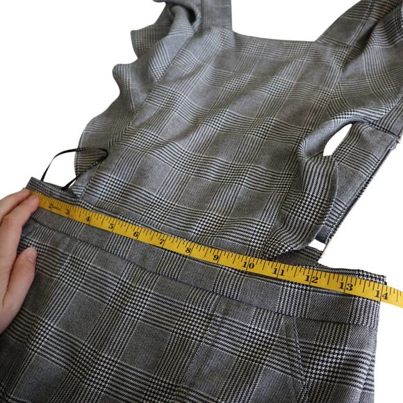 Zara Womens Pinafore Jumpsuit Size XS Cropped Wide Leg Ruffle Straps Plaid Print - Picture 11 of 14